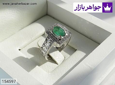 انگشتر زمرد زامبیا مردانه انگشتر نقره زمرد زامبیا مجلسی زیبا مردانه - 154597