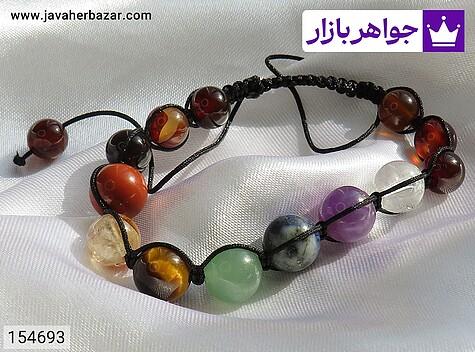 دستبند سنگی چند نگین زنانه دستبند سنگهای طبیعی هفت چاکرا بدن یک کار جذاب - 154693