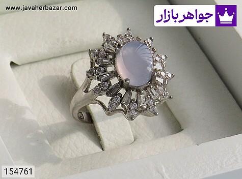 انگشتر عقیق یمنی زنانه انگشتر نقره عقیق یمنی کبود طرح نسترن زنانه - 154761