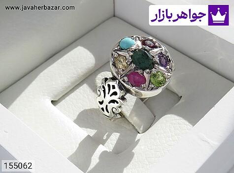 انگشتر چند نگین مردانه انگشتر نقره چند نگین 7 جواهر لوکس مردانه دست ساز - 155062