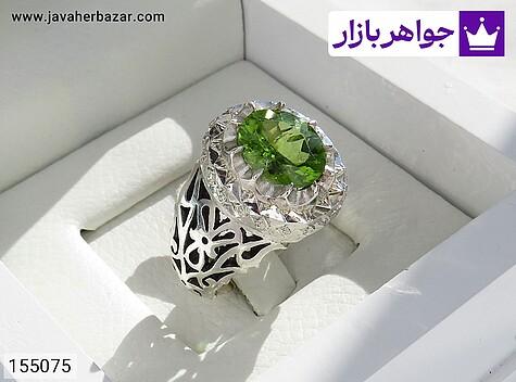 انگشتر زبرجد مردانه انگشتر نقره زبرجد شبکه کاری لوکس مردانه دست ساز - 155075