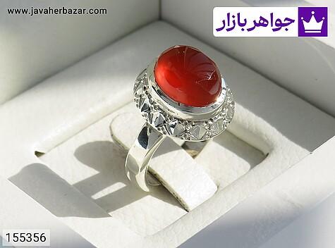 انگشتر عقیق یمنی قرمز مردانه انگشتر نقره عقیق یمنی قرمز الماس تراش مردانه دست ساز - 155356