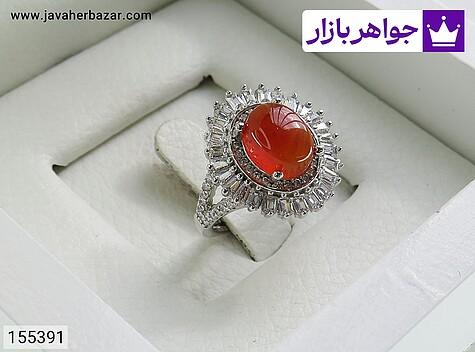 انگشتر عقیق یمنی قرمز زنانه انگشتر نقره عقیق یمنی قرمز طرح خورشید زنانه - 155391