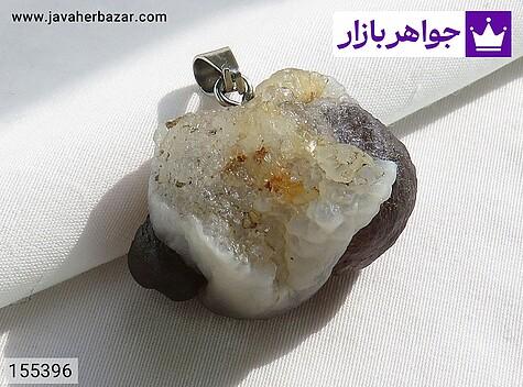 گردنبند سنگ عقیق طبیعی خاص و زیبا با دوچشم قهوه ای جالب - 155396