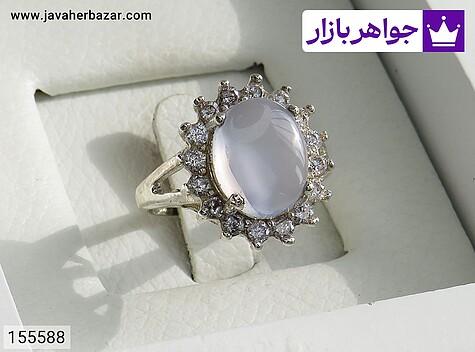 انگشتر عقیق یمنی زنانه انگشتر نقره عقیق یمنی کبود زنانه - 155588