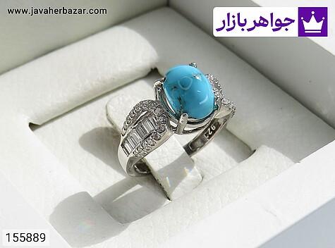 انگشتر نقره فیروزه نیشابوری دامله طرح خجسته زنانه - 155889