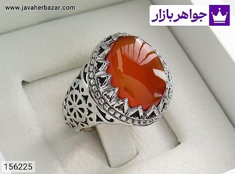 انگشتر نقره عقیق یمنی قرمز خوشرنگ مردانه دست ساز - 156225