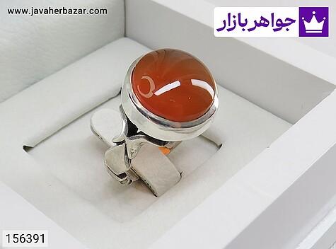 انگشتر نقره عقیق یمنی نارنجی پرتقالی مردانه دست ساز - 156391