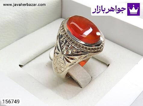 انگشتر نقره عقیق یمنی قرمز فاخر مردانه دست ساز - 156749