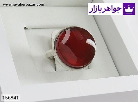 انگشتر نقره عقیق یمنی قرمز خوشرنگ مردانه - 156841