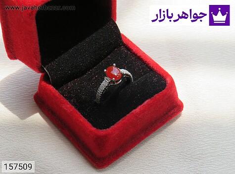 انگشتر عقیق یمنی قرمز زنانه انگشتر نقره عقیق یمنی قرمز زیبا زنانه - 157509