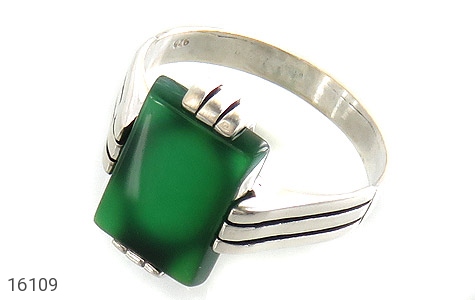 انگشتر نقره عقیق سبز کلاسیک مردانه - 16109