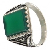 انگشتر نقره عقیق سبز طرح پاشا مردانه