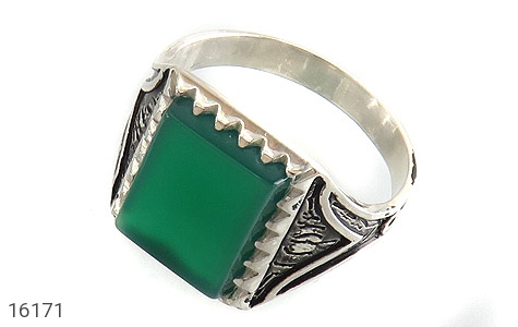 انگشتر نقره عقیق سبز طرح پاشا مردانه - 16171
