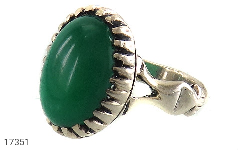 انگشتر نقره عقیق سبز طرح سامان مردانه - 17351
