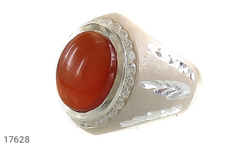 انگشتر نقره عقیق یمنی خوش رنگ مردانه دست ساز - 17628