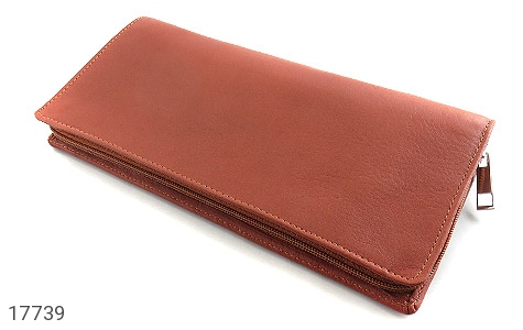 کیف چرم طبیعی دسته چک طرح زیپ دار - 17739