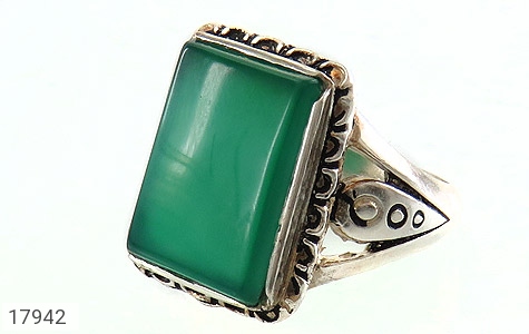 انگشتر نقره عقیق سبز درشت طرح رحیم مردانه - 17942