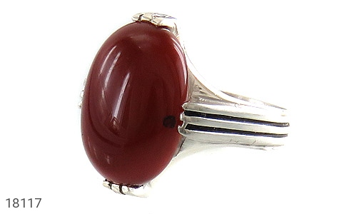 انگشتر نقره عقیق قرمز درشت طرح کلاسیک مردانه - 18117