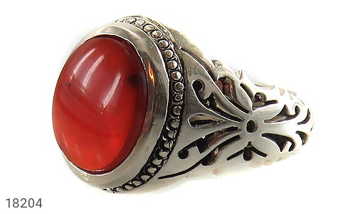 انگشتر نقره عقیق یمنی قرمز خوش رنگ مردانه دست ساز - 18204