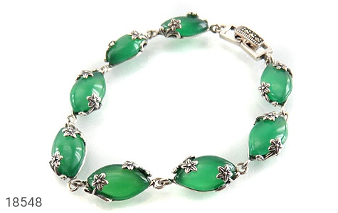 دستبند نقره عقیق سبز فاخر طرح فاخر زنانه - 18548