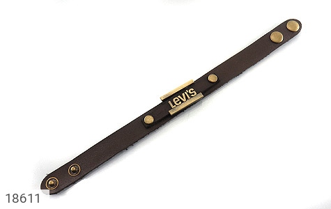 دستبند چرم طبیعی چرم قهوه ای تیره طرح Levis مردانه - 18611