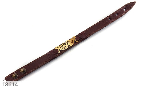 دستبند چرم طبیعی قهو ای طرح شاهین - 18614