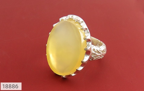 انگشتر نقره عقیق زرد خوش رنگ درشت طرح شهنام مردانه - 18886