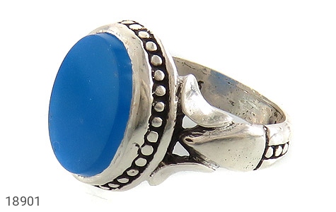 انگشتر نقره عقیق آبی طرح عرفان مردانه - 18901