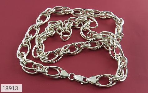 زنجیر نقره 56 سانتی 55 سانتی طرح حلقه ای درشت باشکوه - 18913