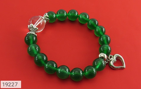 دستبند جید سبز آویز قلب زنانه - 19227