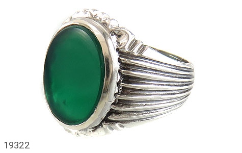 انگشتر نقره عقیق سبز درشت طرح پاشا مردانه - 19322