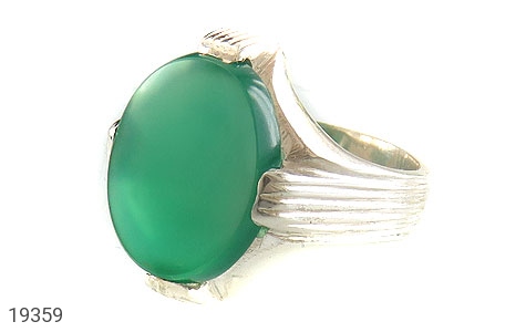 انگشتر نقره عقیق سبز طرح چهارچنگ مردانه - 19359