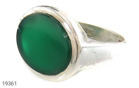 انگشتر نقره عقیق سبز صفوی درشت مردانه - 19361