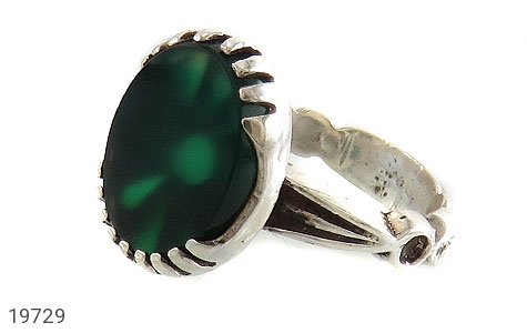 انگشتر نقره عقیق سبز طرح یاسین مردانه - 19729