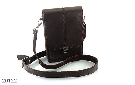 کیف چرم طبیعی دست دوز مدل دوشی قهوه ای تیره - 20122