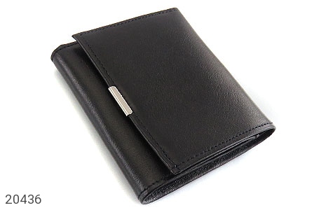 کیف چرم طبیعی مشکی مدل جیبی دکمه دار - 20436