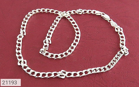 زنجیر نقره 45 سانتی طرح حلقه - 21193