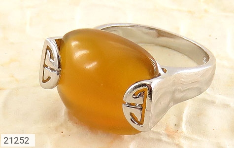 انگشتر نقره عقیق زرد درشت طرح ماژان زنانه - 21252