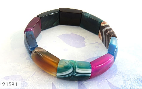 دستبند عقیق رنگارنگ درشت زنانه - 21581