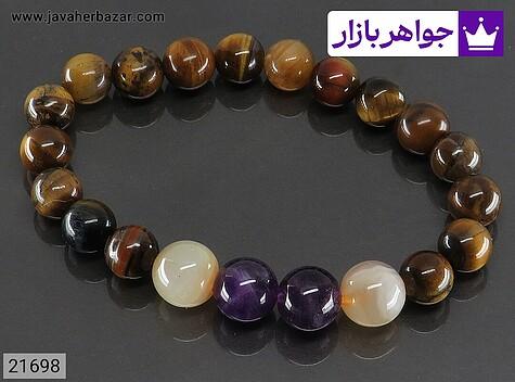 دستبند چشم ببر و عقیق و آمتیست زنانه - 21698