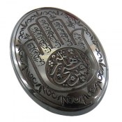 نگین تک نقره حدید صینی براق صلوات امام حسین و یاقمر بنی هاشم