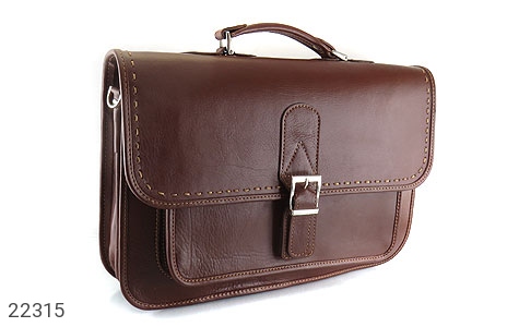 کیف چرم طبیعی قهوه ای تیره طرح کلاسیک - 22315