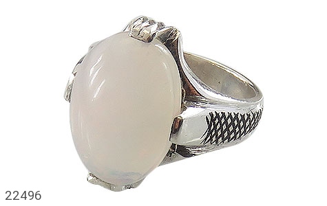 انگشتر نقره اپال درشت ارزشمند طرح کلاسیک مردانه - 22496