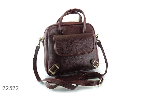کیف چرم طبیعی زرشکی دستی یا دوشی زنانه - 22523