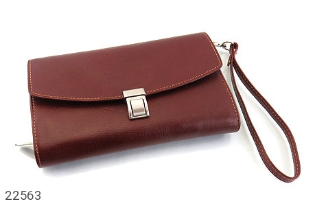 کیف چرم طبیعی کلاسیک قهوه ای تیره مدل دستی - 22563