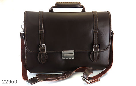 کیف چرم طبیعی قهوه ای تیره طرح دیپلمات - 22960