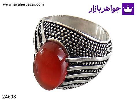 انگشتر نقره عقیق یمنی قرمز طرح طرح سنتی مردانه - 24698