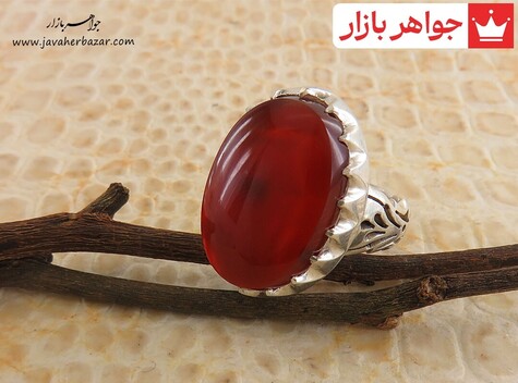 انگشتر نقره عقیق یمنی قرمز درشت خوش رنگ مردانه دست ساز