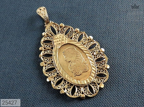 مدال نقره طرح طلای قدیمی - 25427